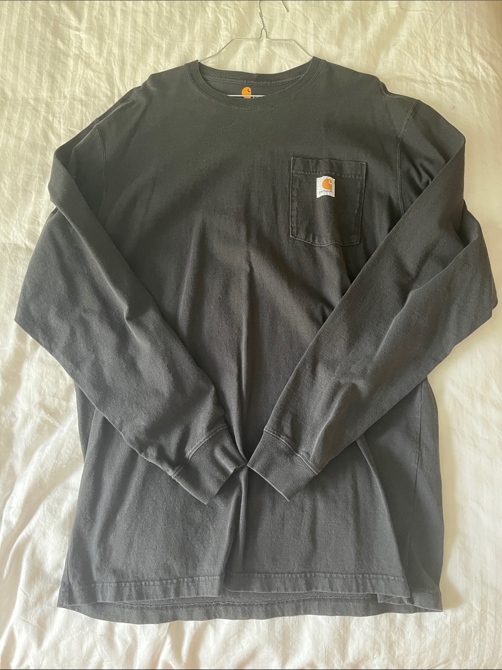 Carhartt Black Long-Sleeve Pocket Tee with Logo Patch
